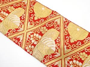 アンティーク　菱に桐・花唐草模様織り出し袋帯（着用可）